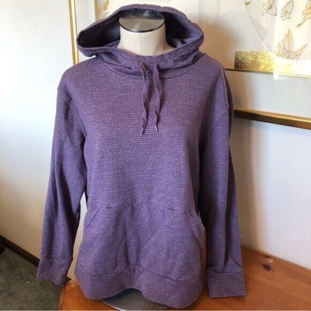 Champion Women's Large Purple Fleck Long Sleeve High Neck Hoodie Center Pocket